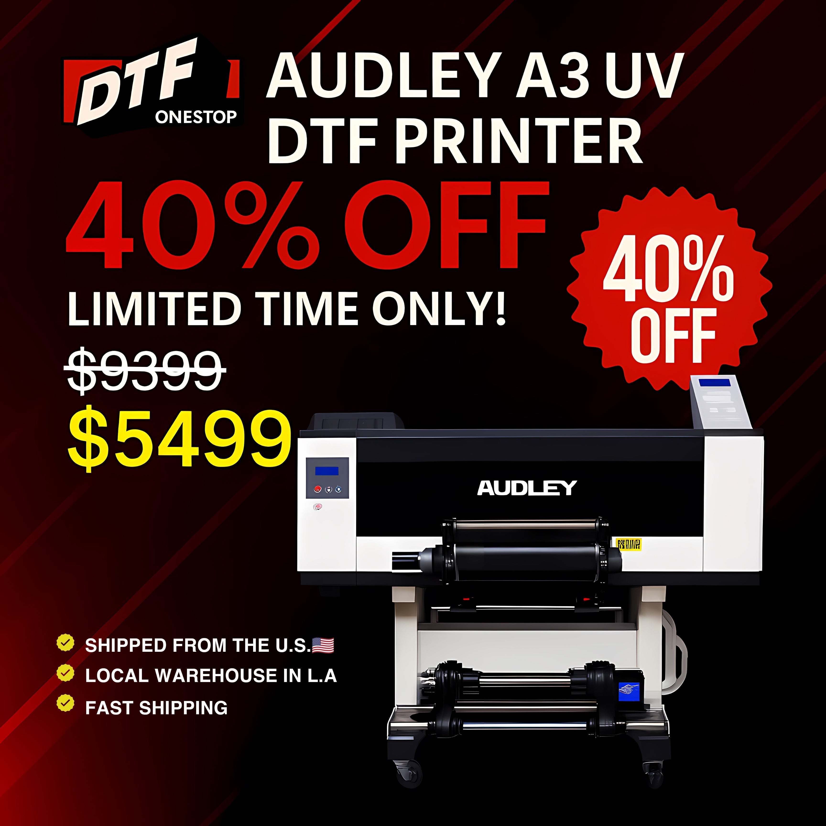 Audley A3 UV DTF Printer – Advanced UV Direct-to-Film Printing Solution for High-Quality Transfers