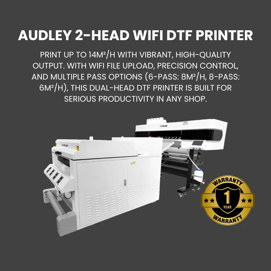 Audley 2 Printheads 8072-3 WiFi DTF Printer – 24" Wide with DF800A Pro Shaker