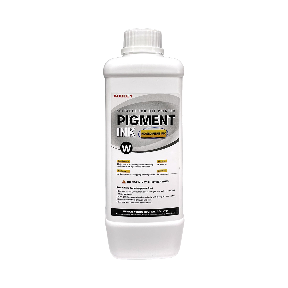 Audley DTF White Ink – No-Sediment, Micro-Precipitation Technology, High Whiteness, 1 Liter – Prevents Clogs, Printhead Safe, for Epson & Most DTF Printers