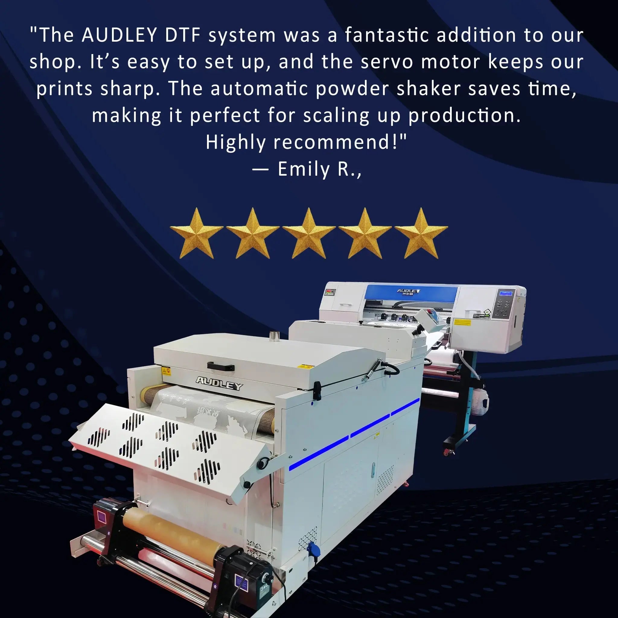 Audley 2 Printheads (i3200-A1) 60cm Premium DTF Printer with Audley DF-800(A) Powder Shaker